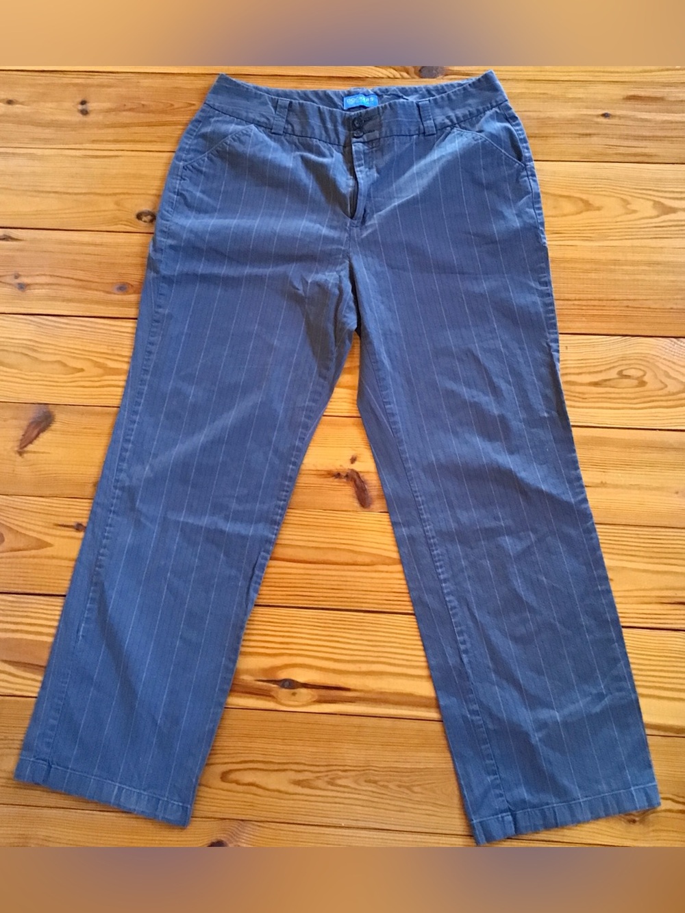 Dockers Women Fiona Pant Classic Fit Gray Pinstripe 14 Medium Pants Grandpa Core
